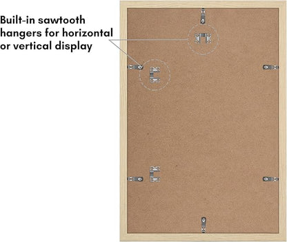 Americanflat 12x18 Poster Frame with Polished Plexiglass - Set of 5 - Use as 11x17 Frame with Mat or Display 12x18 Photo Without Mat - Galleria Collection - Picture Frames for Wall - Natural Oak