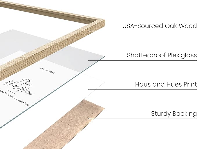 HAUS AND HUES Beige Oak Wood 8x10 Picture Frame - Modern Wood Wall Art Display - Lightweight 8x10 Frame for Art Prints, Photos, Posters - Ready-to-Hang Vertically & Horizontally (Set of 6)
