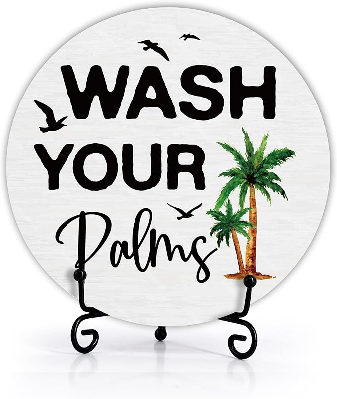 Funny Bathroom Decor, Wash Your Hands Sign, Modern Farmhouse Bathroom Decor, Hand Washing Signs For Home, Restroom Decor Plaque With Stand, Half Bath Decor, Farmhouse Rustic Bathroom Decor-14