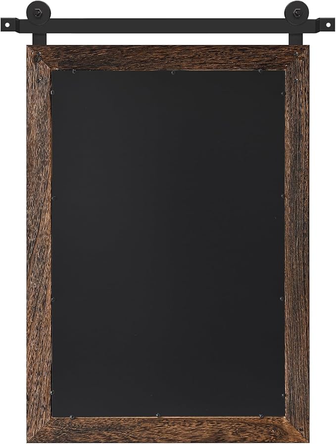 COGOOD Farmhouse Barn Door Mirror - 21" x 30" Rustic Wood Framed Wall Mirror for Bathroom, Living Room, Entryway Wall Decor (Black Brown)