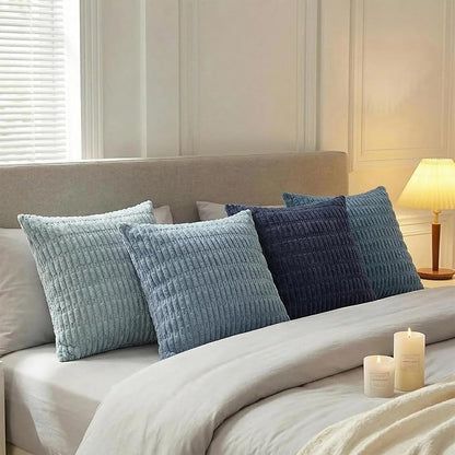Fancy Homi 4 Packs Decorative Throw Pillow Covers for Living Room Couch Bed, Modern Farmhouse Boho Home Décor Accent Cushion Case, 14" x 14", Blue Series