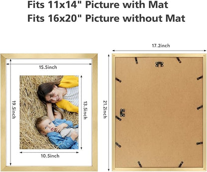 Golden State Art, 16x20 Picture Frame Set of 6 - Matted to 11x14 Photo - Engineered Wood Gallery Frame Set - Wall Mounting (Gold, 6 Pack)