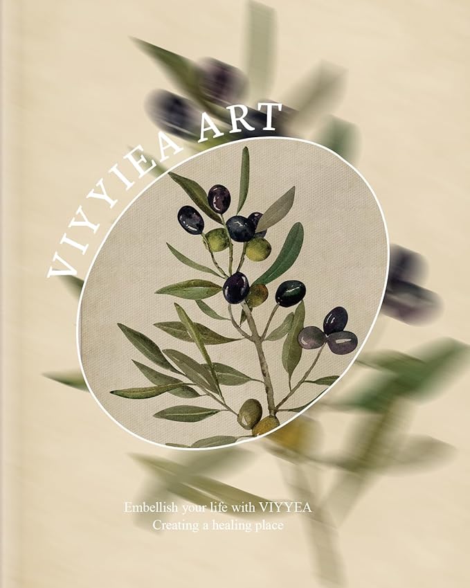 VIYYIEA Vintage Gold Framed Wall Art, Olive Canvas Painting, Vintage Olive Tree Decor for Kitchen, Farmhouse Aesthetic Botanical Pictures, Minimalist Canvas for Bedroom Bathroom Living Room, 12x16inch