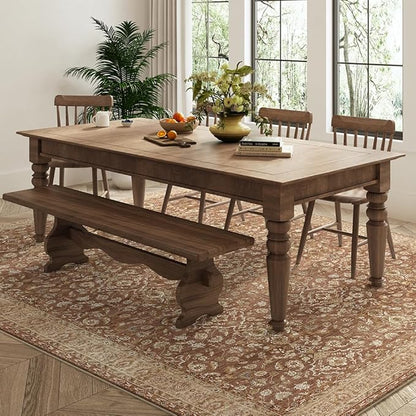 5x7 Area Rugs Reddish Brown Washable Rug for Living Room, Dining Room, Bedroom, Large Carpets, Non Slip & Non-Shedding Low Pile Vintage Print Rug for Home Office Decor
