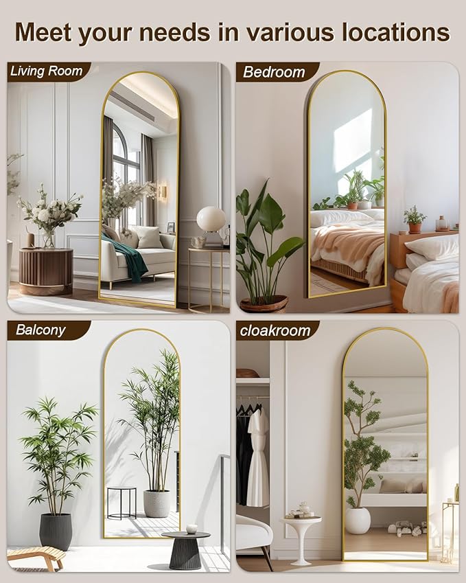 59"x16" Floor Mirror Full Length, Arched Full Length Mirror with Stand, Full Body Mirrors for Bedroom Living Room or Cloakroom Gold