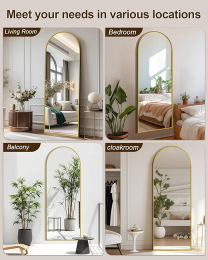 59"x16" Floor Mirror Full Length, Arched Full Length Mirror with Stand, Full Body Mirrors for Bedroom Living Room or Cloakroom Gold