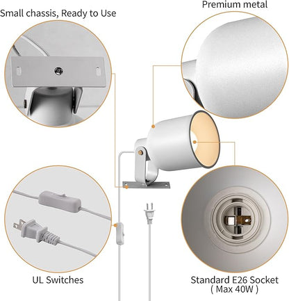Aisilan Plug-in Wall Sconce Lighting, Adjustable Wall Light for Bedroom Bedside, Modern Indoor Wall Sconce for Reading with Cord, Easy Install 7W 3000K Bulb for Living Room Hallway