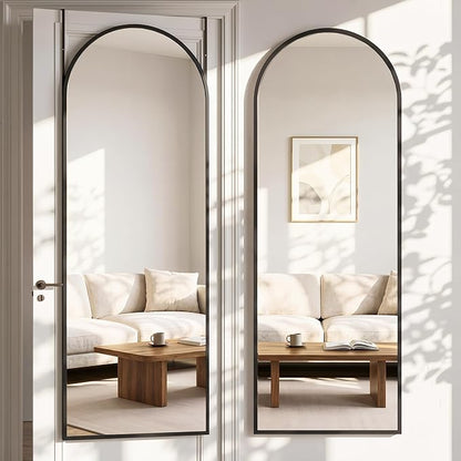 Antok Full Length Over-the-Door Hanging Mirror - Freestanding Wall Mount Leaning Body Mirror for Bedroom Living Room Entryway, 58" L x 21" W, Black