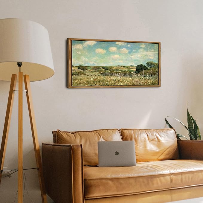 Farmhouse Framed Wall Art Country Barn Painting for Living Room Abstract Landscape Canvas Prints Vintage Nature Scenery Picture Rustic Classical Meadow Poster Artwork Bedroom Home Decorations 20x40