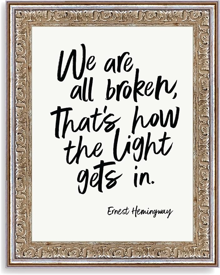 Petal Lane Wall Decor - 8x10 Framed Antique Decor - Make Your Own Gallery Wall Frame Set - Dark Academia Wall Decor - Canvas Wall Art with Vintage Frame (We are all Broken)