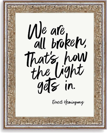 Petal Lane Wall Decor - 8x10 Framed Antique Decor - Make Your Own Gallery Wall Frame Set - Dark Academia Wall Decor - Canvas Wall Art with Vintage Frame (We are all Broken)
