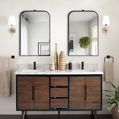 POZINO Bathroom Beveled Mirror, 20"x30" Rectangle Vanity Mirror for Over Sink, Modern Rounded Corner Oblong Mirrors, Aesthetic Wall Mirrors for Bedroom Living Room Entryway Fireplace