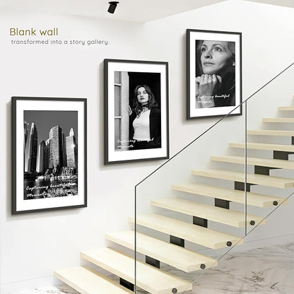 Picrit 24x36 Poster Frame Set of 12, Display 20 x 30 with Mat or 24 x 36 without Mat, Photo Picture Frames for Wall Mounting Display, Black