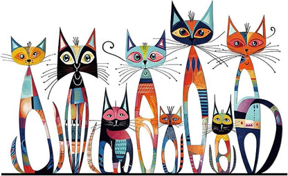 Wesiti Cat Wall Art Decor Iron Wall Sculptures Decor for Cats Lover 10.6 x 15.7 Inches Colorful Retro Mid Century Cat Signs for Home Living Room Bedroom Kitchen Office(Fairy)