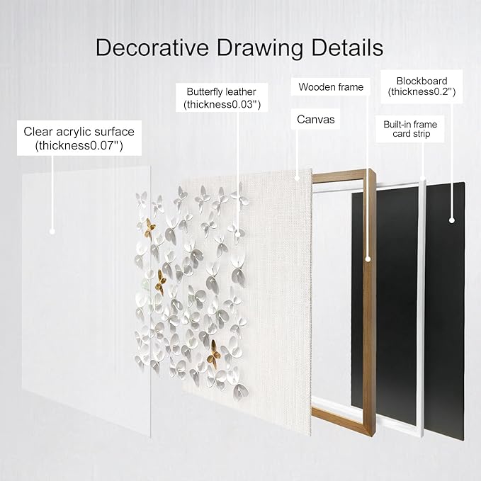 BrightA 3D Textured wall decorations, A butterfly-shaped wall sculpture made of gold and white with a leather-like texture, large artworks, gradient colors, modern artworks, suitable for decoration in living rooms and bedrooms 23.6"x23.6"