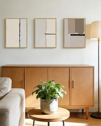 Drsoum Morden Abstract Wall Art Framed Neutral Beige Mid Century Textured Prints Minimalist Artwork Hallway Bedroom Ready to Hang 11x14in Natural Framed