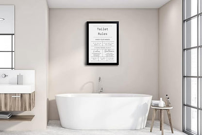 YongArt Toilet Rules Quotes Bathroom Sign - Funny Decor Signs, Funny Bathroom Wall Art, Toilet Art, Guest Wall Decor