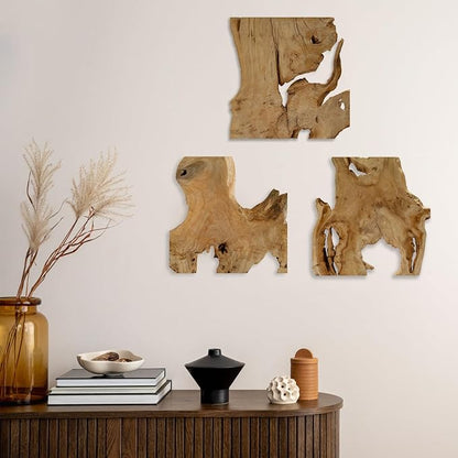 Natural Wood Wall Art - Handcrafted Rustic Decor, Frameless Design for Living Room, Bedroom, Kitchen, or Office - Unique Organic Charm for Your Home