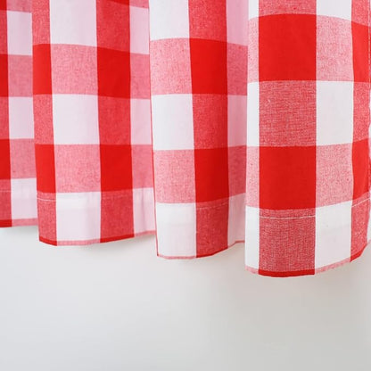 3 Pc Cotton Classic Country Farmhouse Kitchen Window Curtain Grommet Top -Red & White Buffalo Check Tier & Valance Set, 54" x 18" / 32" x 30"