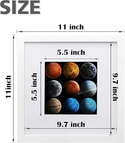 Egofine 10x10 Picture Frames White,Made of Solid Wood with HD Plexiglass for Pictures 6x6 with Mat or 10x10 without Mat, Tabletop and Wall Mounting Display, Set of 4