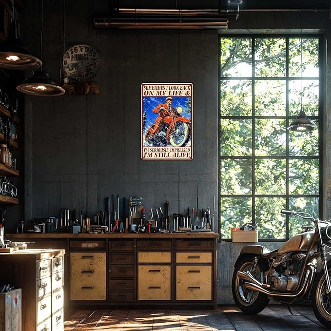 Motorcycles Metal Sign Racing Tin Poster Boy Room Wall Decor Home Garage Man Cave Cafe Office Bar Pub Bath Plaque 12x16 Inch