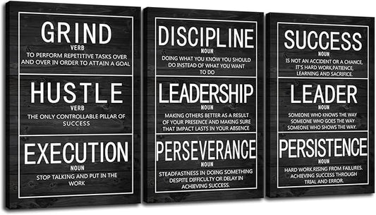WYJZDZQ8 Motivational Poster Inspirational Canvas Wall Art 3 Pieces Prints Artwork for Living Room Modern Home Decor Inspiring Painting Pictures Stretched and Framed Ready to Hang [48''Wx 24''H]