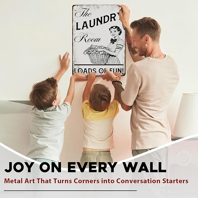 Laundry Vintage Sign Laundry Loads of Fun Metal Sign for Commercial Home Cafes Homes Bars Funny Door Art Wall Decor 12x16inch