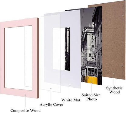 eletecpro 5x7 Picture Frames Set of 10, Picture Frame Collage Wall Decor Display 4x6 Photo with Mat or 5x7 without Mat, Home Decor Gallery Frame for Table Top or Wall Mounting, Pink