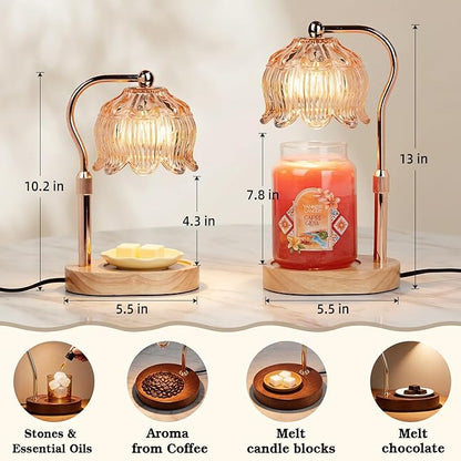 Funistree Candle Warmer Lamp for Yankee Jar Candles, Height Adjustable Candle Warming Lamp with Timer, Birthday Gifts for Women Her Wife, Mom Gifts, House Warming Gift New Home Decor
