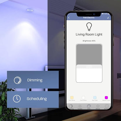 Feit Electric 4" Smart WiFi Recessed Downlight with J-Box, Color Changing RGBW + Tunable White, Compatible with Alexa, Google Assistant & Siri, Dimmable LED Ceiling Light,LEDR4XT/RGBW/CA/AG