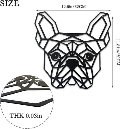 French Bulldog Metal Wall Décor, 11.8“x12.6”Grid-like Black Decorations,Unique Modern Iron Dog Statue,Great Gifts for Bulldog Lovers,Dog Room Decor,Cartoon Animal 3d Wall Art for Bedroom,LivingRoom,Cafe