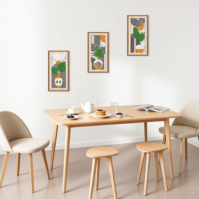 Celestdeco 3 Pcs Boho Botanical Wall Decor,Botanical Modern Wood Wall Art Bohemian Plants Hanging Decor Abstract Leaves Minimalist Wooden Art for Living Room Bedroom Office 7.9 x15.8 Inch
