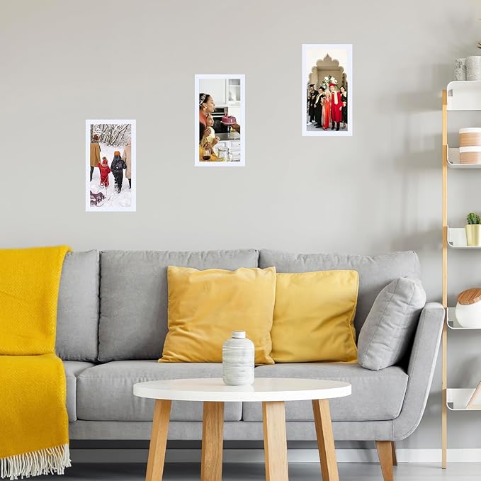 JCJMY 6x12 White Picture Frame Set of 6, Horizontal and Vertical Formats for Wall Hanging, 6 x 12 Wall Gallery Poster Photo Frames with Shatter Resistant Plexiglass, 6 Pack, White