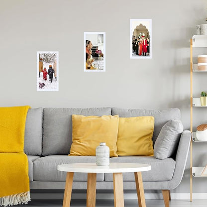 JCJMY 6x12 White Picture Frame Set of 6, Horizontal and Vertical Formats for Wall Hanging, 6 x 12 Wall Gallery Poster Photo Frames with Shatter Resistant Plexiglass, 6 Pack, White