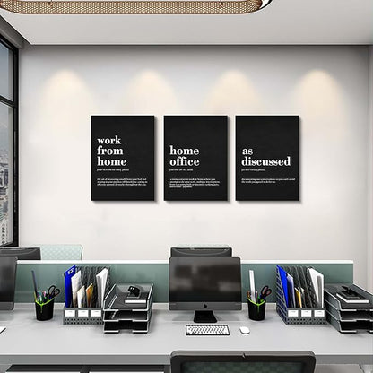 Framed Office Decor Canvas Wall Art - Positive Quote, Motivational Artwork Set of 3 Prints, 12x16inchx3pcs