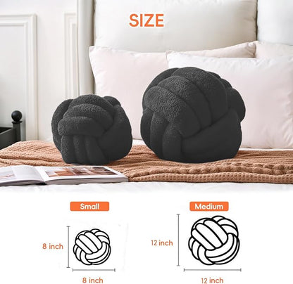 Knot Pillow Ball Plush - Decorative Throw Pillows for Bed Relieve Stress, Round Knot Cushion for Sofa Decor Pet Toy, Grey 8 inch