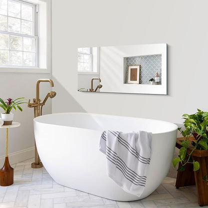 CILIBER Frameless Mirror, 20x40 Mirrors for Wall, Rectangle Bathroom Mirror for Over Sink, Frameless Vanity Mirror with Polished Edge, 3mm Tempered Glass, Hangs Horizontally or Vertically