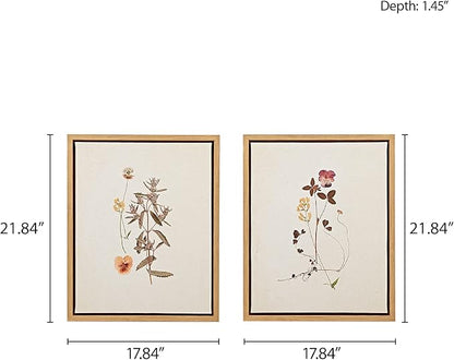 Madison Park French Herbarium Wall Art Living Room Decor - Floral Framed Linen Canvas, Home Accent Country Bathroom Decoration, Ready to Hang Painting for Bedroom, 17.84" X 21.84", Multi