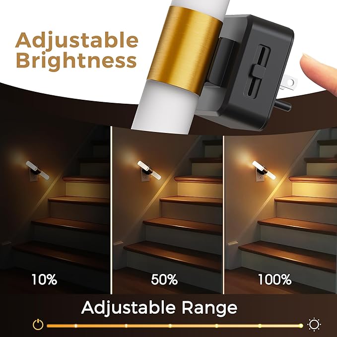 L LOHAS LED Night Light, 2 Pack Night Lights Plug into Wall, 3000K Soft White, 0-100LM Adjustable Brightness, 180° Rotating Plug in Night Light with Auto Light Sensor (Matte White)