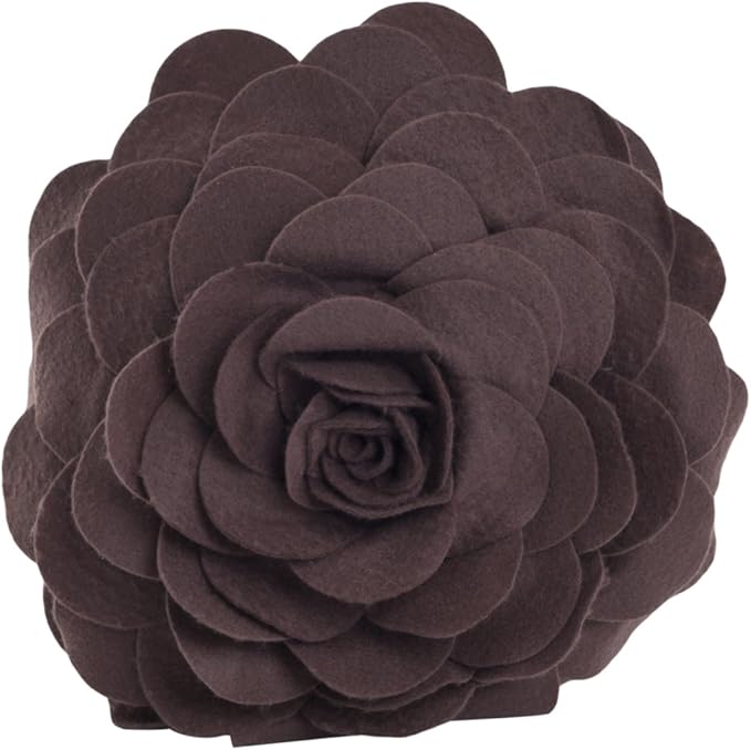 SARO LIFESTYLE Flower Design Poly Filled Throw Pillow, Chocolate, 13"