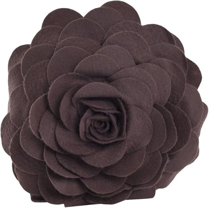 SARO LIFESTYLE Flower Design Poly Filled Throw Pillow, Chocolate, 13"