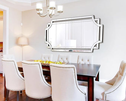 Chende 24" x 47" Large Mirror for Decor, Decorative Wall Mirror with Beveled Edge and Glass Pieces, Rectangle Wall Decor for Living Room, Bathroom, Bedroom, Dining Room, Horizontal/Vertical Hanging