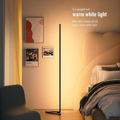 RGB+IC Corner Floor Lamp with APP & Remote, Color Changing Ambient LED Light, Dimmable Standing Lamp Music Sync/Timing Tall Modern Night Light for Living Room Bedroom Gaming Room Decor