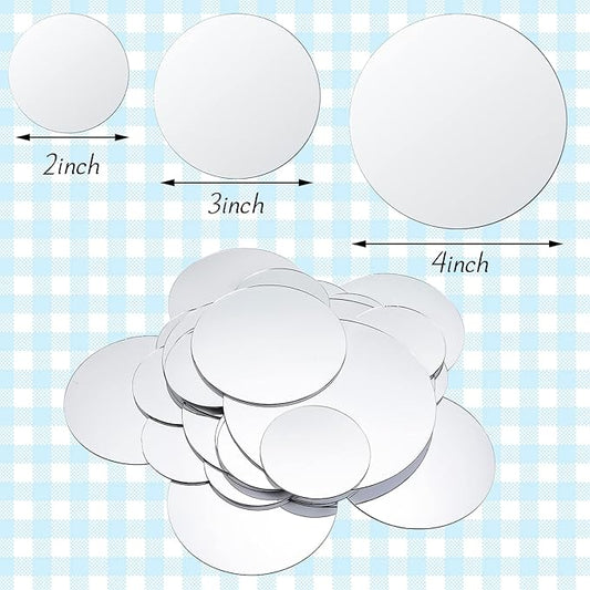 Jetec 40 Pieces Mini Size Round Mirror Small Round Mirror Adhesive Tiles Home Decoration for Crafts and DIY Projects Supplies(2 Inch, 3 Inch, 4 Inch)