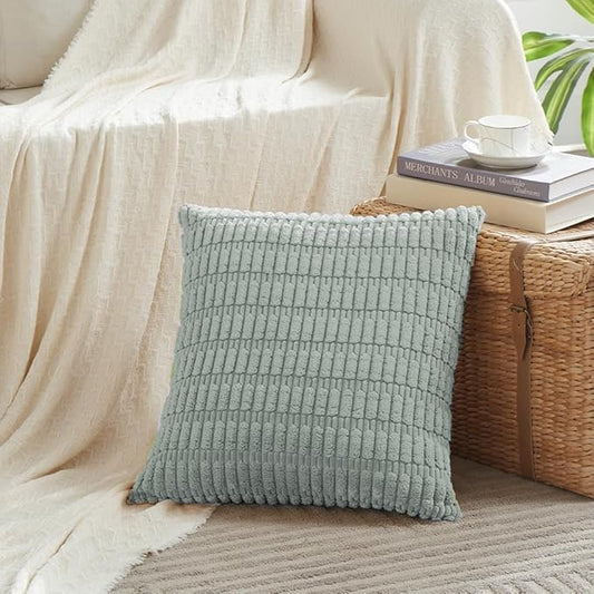 Fancy Homi 4 Packs Decorative Throw Pillow Covers for Living Room Couch Bed, Modern Farmhouse Boho Home Décor Accent Cushion Case, 12" x 12", Grey Blue
