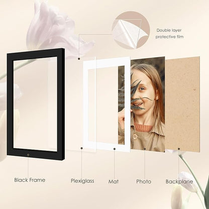9x12 Picture Frame Sef of 10, Display Pictures 6x8 with Mat or 9 x 12 Without Mat, Photo Frame Collage for Wall Gallery Decor, Wall Mounted, Black