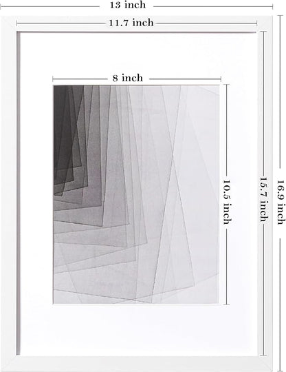 eletecpro 12x16 Picture Frames Set of 5, Gallery Wall Frame Display 8.5x11 Photo with Mat or 12x16 without Mat, Picture Frame Collage Wall Decor for Wall Mounting, White