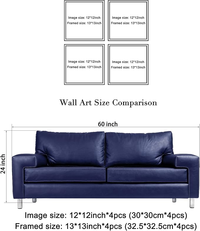 Wieco Art Framed 4 Panels Canvas Wall Art Coffee Bean Kitchen Canvas Prints Wall Art for Living Room Decor Bedroom Home Bathroom Wall Decor