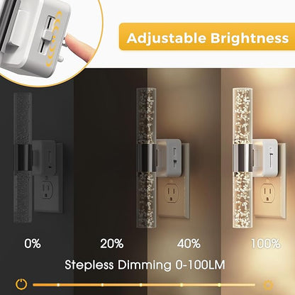 L LOHAS LED Night Light, Night Lights Plug into Wall, 180° Rotating, Auto Light Sensor, Dimmable 100LM, Soft White 3000K, Wall Sconce-Style Design Nightlights for Bedroom Bathroom Hallway, 2 Pack