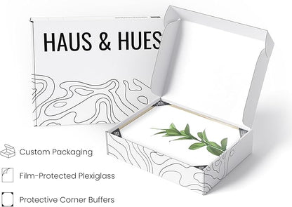HAUS AND HUES Plant Wall Art - Set of 4 Green Plant Pictures Collection, Botanical Prints, Sage Green Leaves Paintings, Minimalist Wall Decor (11x14, Beige Frame)